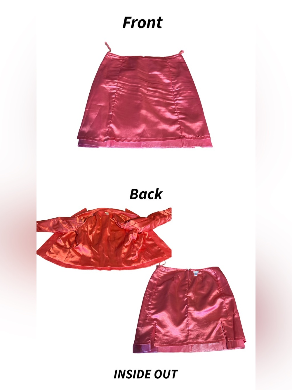 VINTAGE Y2K CACHE PINK LEATHER MINI SKIRT & BLAZER SET (10) - Picture 11 of 14
